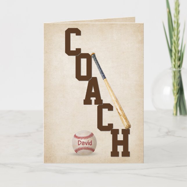 Carte de remerciements Coach De Baseball (Devant)