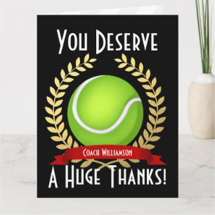 Carte De Remerciements Coach de tennis Thank You Black
