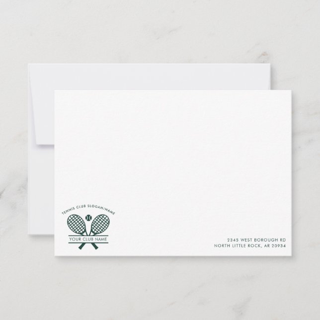 Carte De Remerciements Coach d'équipe du nom du club de tennis personnali (Devant)