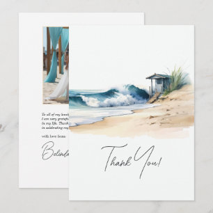 Carte De Remerciements Coastal Chic Beach Wedding Photo