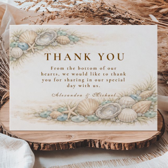 Carte De Remerciements Coastal Seashell Wreath Wedding (Créateur téléchargé)