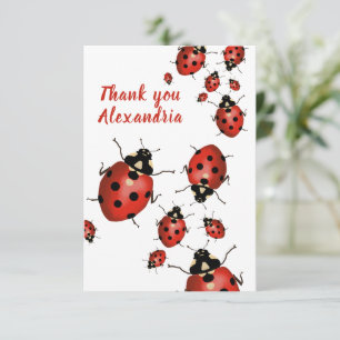 Carte De Remerciements Coccinelle originale rouge blanc