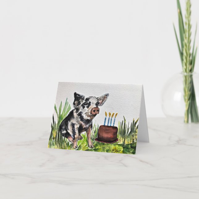 Carte De Remerciements Cochon d'anniversaire (Devant)