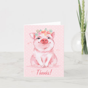 Carte De Remerciements Cochon d'aquarelle Whimsical