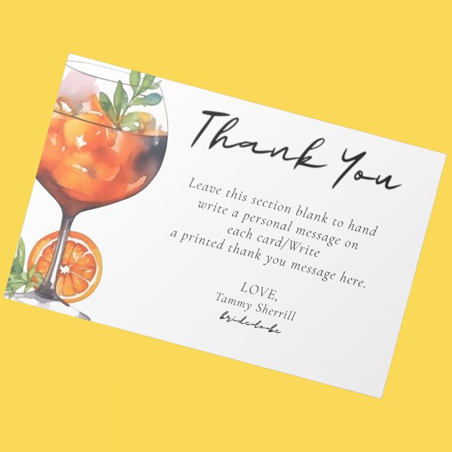 Carte De Remerciements Cocktail Aperol Spritz d'été Fête de mariage Orang (Créateur téléchargé)