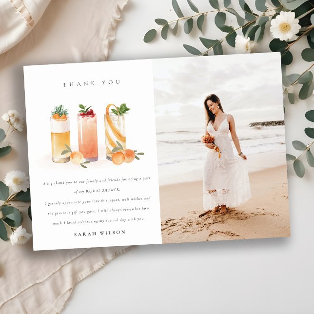 Carte De Remerciements Cocktail de fruits mignons Photo de mariage Orange (Créateur téléchargé)