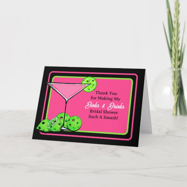 Carte De Remerciements Cocktail Dinks & Drinks pour la Mariée de Pickleba (Devant)