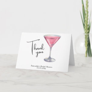 Carte De Remerciements Cocktail rose aquarelle remerciement enterrement d