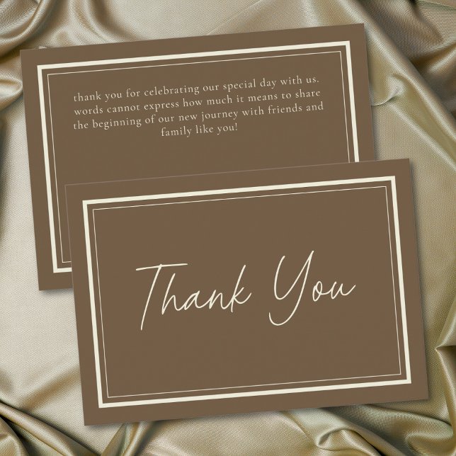Carte De Remerciements Cocoa Brown Minimalist Frame Wedding (Cocoa Brown Minimalist Frame Wedding Thank You Card)