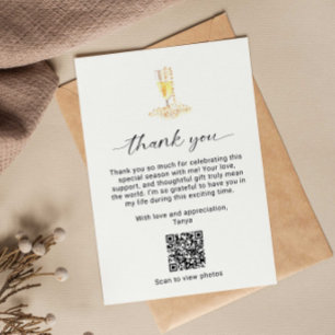 Carte De Remerciements Code QR de mariage "Perles et Prosecco"