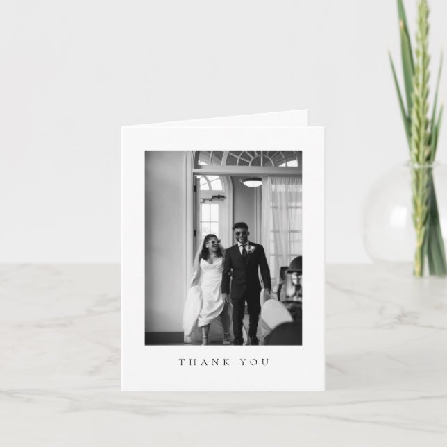 Carte De Remerciements Code QR de photo de mariage formel classique plié (Devant)