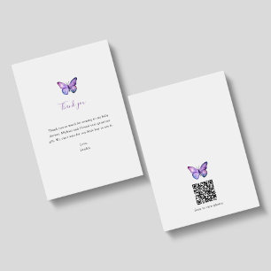 Carte De Remerciements Code QR du Baby shower papillon