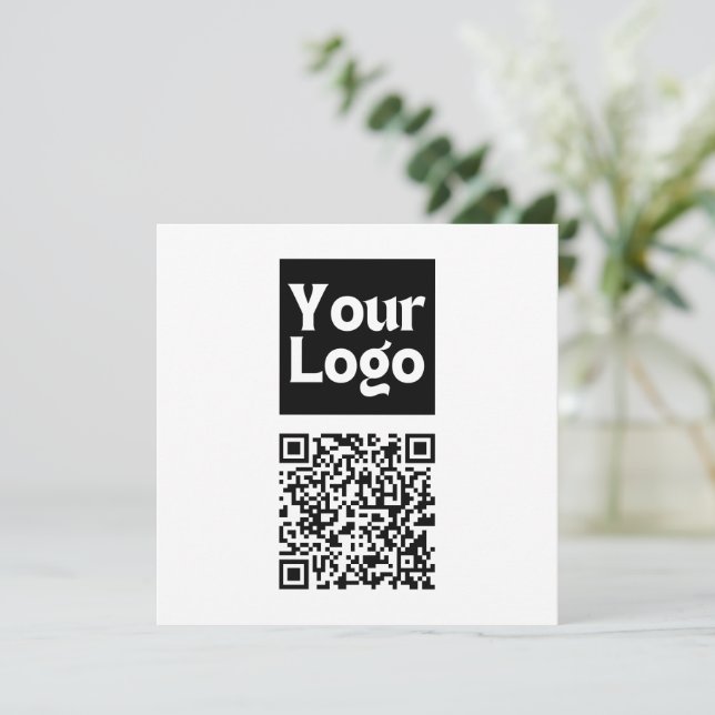 Carte De Remerciements Code QR éditable & Votre logo ou image d'entrepris (Debout devant)