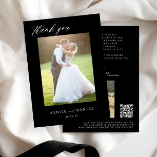 Carte De Remerciements CODE QR mariage moderne élégant écriture photo noi