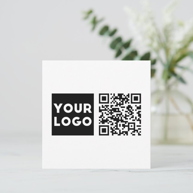Carte De Remerciements Code QR modifiable et logo ou image de votre entre (Debout devant)