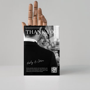 Carte De Remerciements Code QR noir et blanc couverture de magazine maria