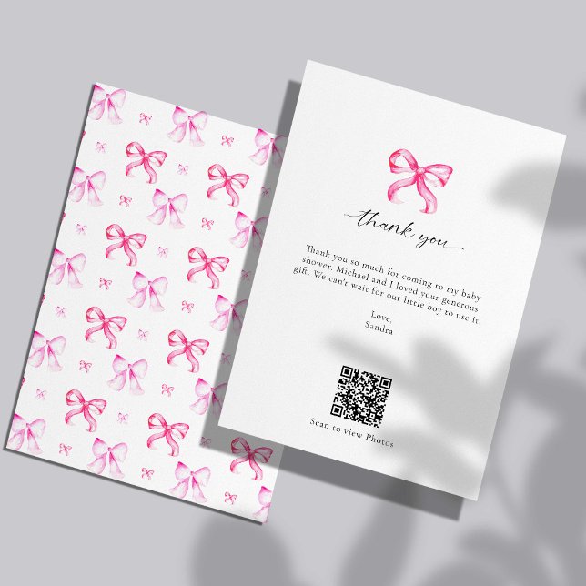 Carte De Remerciements Code QR personnalisé pour la Baby Shower Coquette  (Créateur téléchargé)