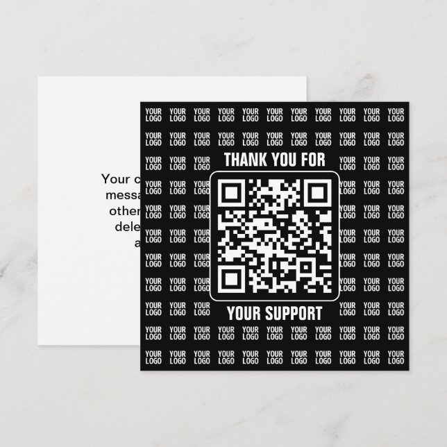 Carte De Remerciements Code QR promotionnel (modifiable) plus motif de lo (Devant / Derrière)