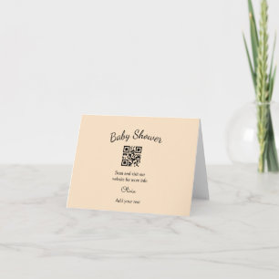 Carte De Remerciements Code QR simple pour baby shower avec nom et texte