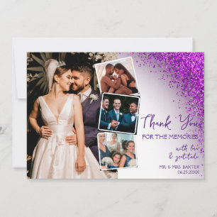 Carte De Remerciements Code QR Violet Magenta Violet Moderne Pailleté Rét