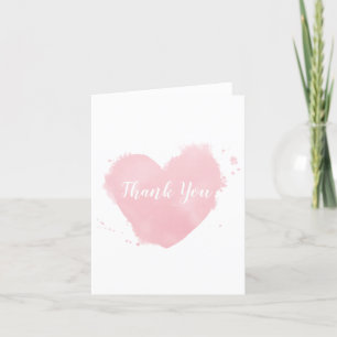 Carte De Remerciements Cœur aquarelle rose pâle