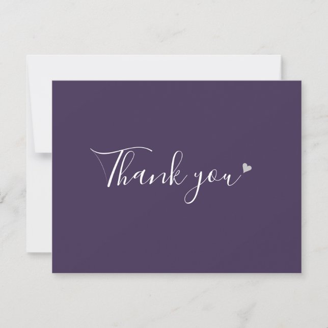 Carte De Remerciements Cœur argenté chic écriture cursive affaires Violet (Devant)