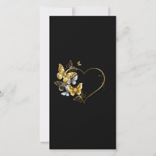 Carte De Remerciements Coeur aux papillons d'or