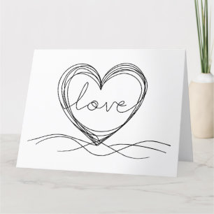Carte De Remerciements Coeur avec "Amour" dans Continuous Line Art