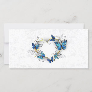 Carte De Remerciements Coeur bijoux avec papillons Morpho