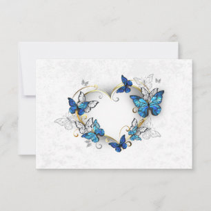 Carte De Remerciements Coeur bijoux avec papillons Morpho