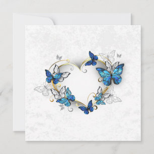 Carte De Remerciements Coeur bijoux avec papillons Morpho