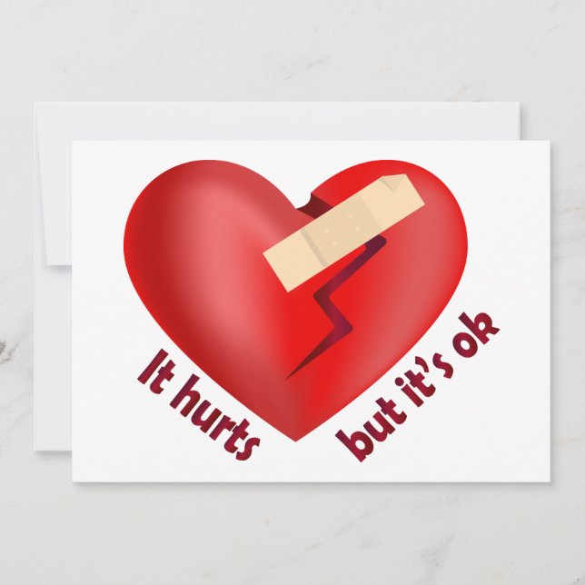 Carte De Remerciements Coeur brisé guéri avec patch et citation de vie (Devant)