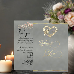 Carte De Remerciements Cœur & Calligraphie - Sage