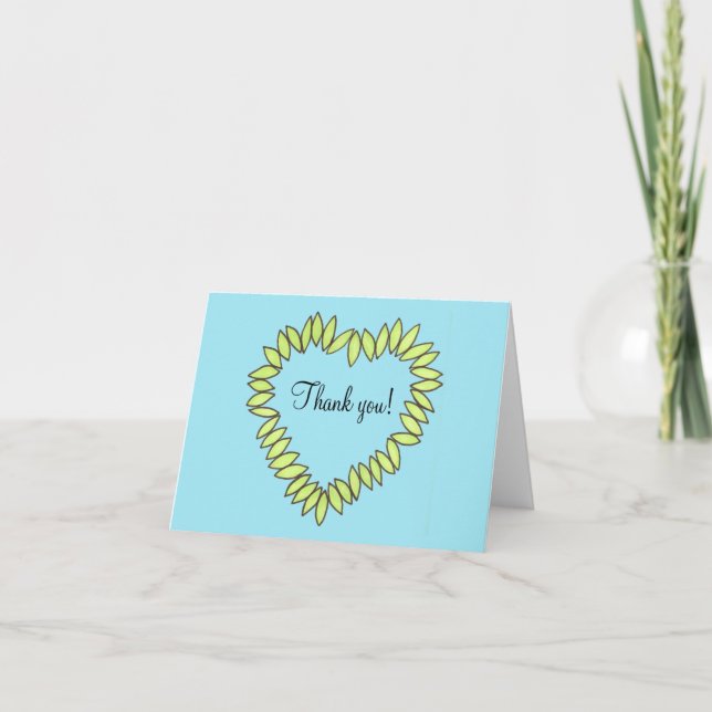 Carte De Remerciements Cœur de feuille de printemps (Devant)