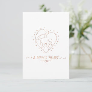 Carte De Remerciements Cœur de Maman   Élégante mère et enfant en or rose