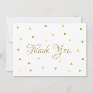 Carte De Remerciements Cœur de remerciement en écriture dorée Confettis