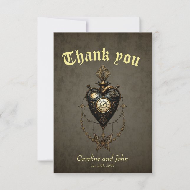 Carte De Remerciements Coeur de vapeur, (Devant)