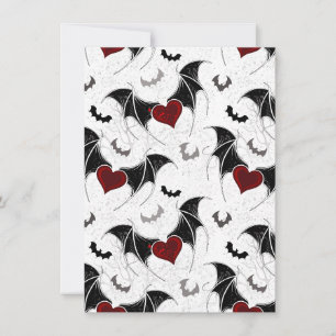 Carte De Remerciements Coeur d'Halloween avec ailes de chauve-souris noir