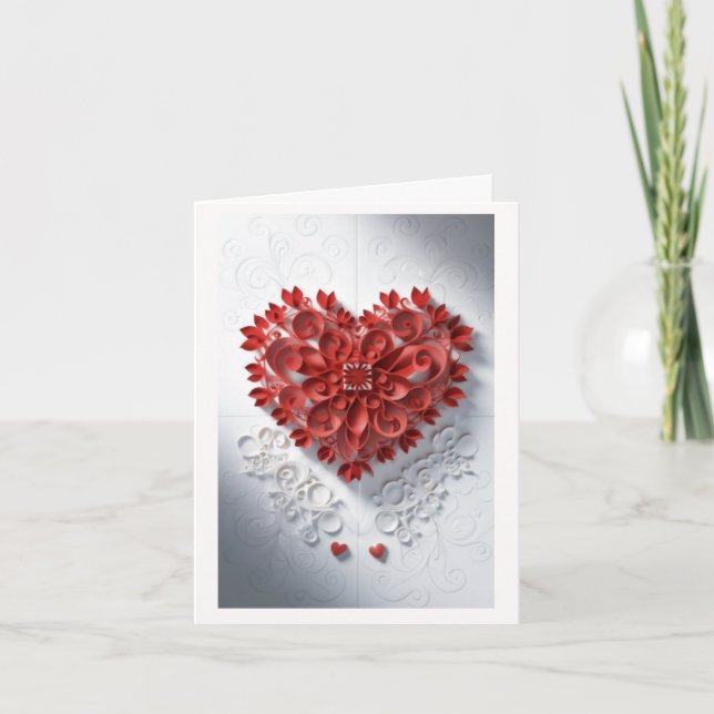 Carte De Remerciements Cœur en papier de beauté (Devant)