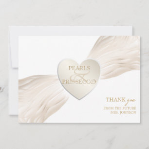 Carte De Remerciements Cœur Esperluette Perles & Prosecco Shower de Marié