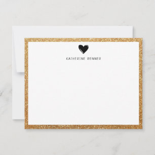 Carte De Remerciements Coeur frontalier Faux Gold Parties scintillant per