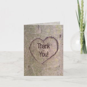Carte De Remerciements Cœur Gravé dans l'Arbre, Nature Romantique Personn