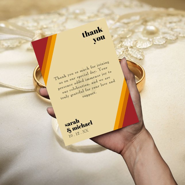 Carte De Remerciements Coeur Incendie Rétro Écarté Le Mariage Parfait (Retro Fire Heart Striped The Perfect Match Wedding Thank You Card
)