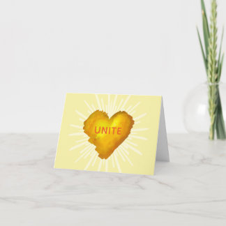 Carte De Remerciements Cœur jaune avec UNITE