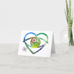 Carte De Remerciements Coeur mal oeil Terre aquarelle Art