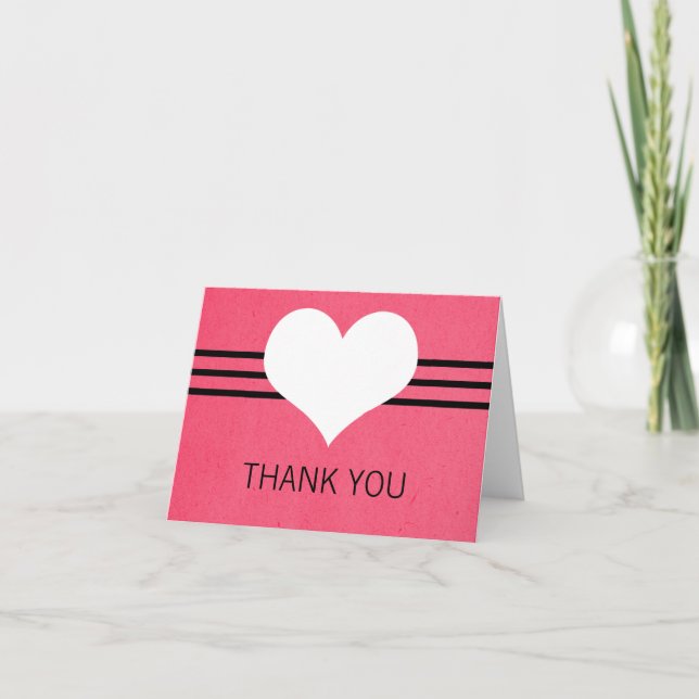 Carte de remerciements Coeur moderne, rose (Devant)