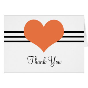 Carte de remerciements coeur, orange