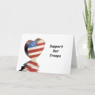 Carte De Remerciements Coeur patriotique avec réflexion - Soutenez nos tr