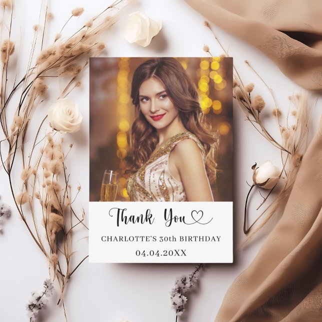 Carte De Remerciements Coeur photo anniversaire (Créateur téléchargé)