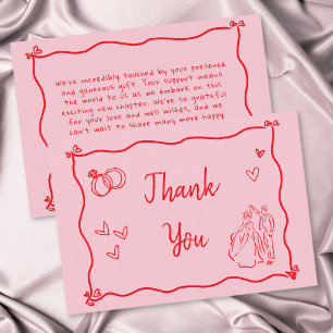 Carte De Remerciements Cœur rose dessiné à la main Fantaisiste Moderne